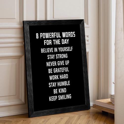 Black Framed 8 Powerful Words For The Day Motivational Canvas Wall Art - Image 6