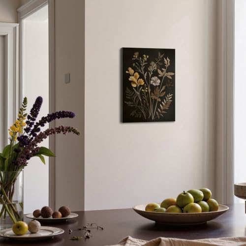 Vintage Dark Gothic Flowers Canvas Wrapped Wall Art Set of 3 24x16in Framed - Image 5