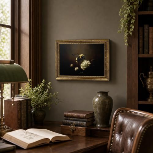 Vintage Gold Framed Bee Hydrangea Canvas Wall Art 12x16 Inch - Image 6
