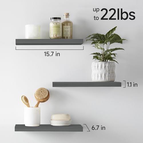 BAYKA Grey Floating Shelves 15.7in, Wall Mounted - Image 5