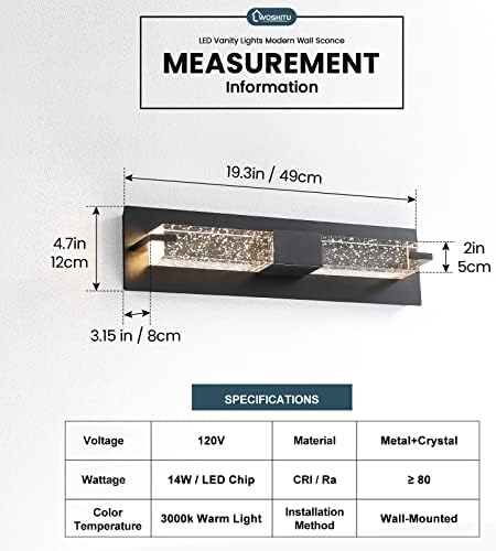 WOSHITU LED Wall Sconce Light: 19 Inch Black Modern Sconces Wall Lighting 3000K - Image 3