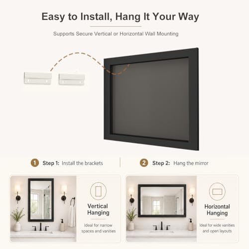 SMIROR 24x36 Matte Black Bathroom Vanity Mirror - Image 5
