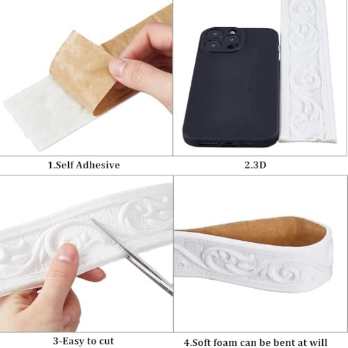 CRASPIRE 10 Rolls 73.8Ft Long White Molding Wall Trim Vintage Crown Wallpaper - Image 6