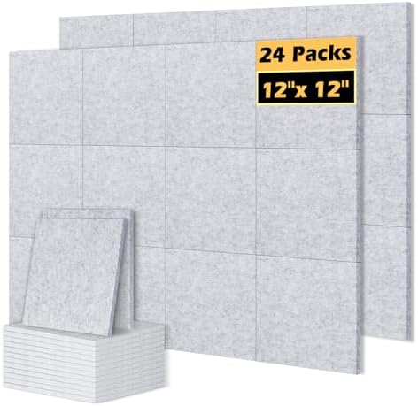 DOLLAR BOSS Felt Cork Board Tiles 24 Pcs 12"x12" Bulletin Board, Light Gray by DOLLARBOSS