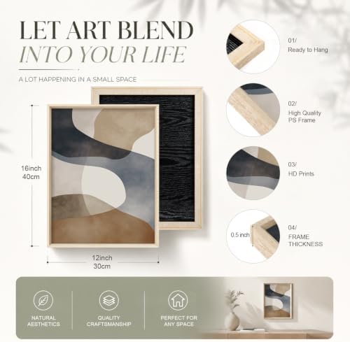 Aryroi Abstract Watercolor Block Framed Canvas Wall Art Set- 12"x16"x3 - Image 6