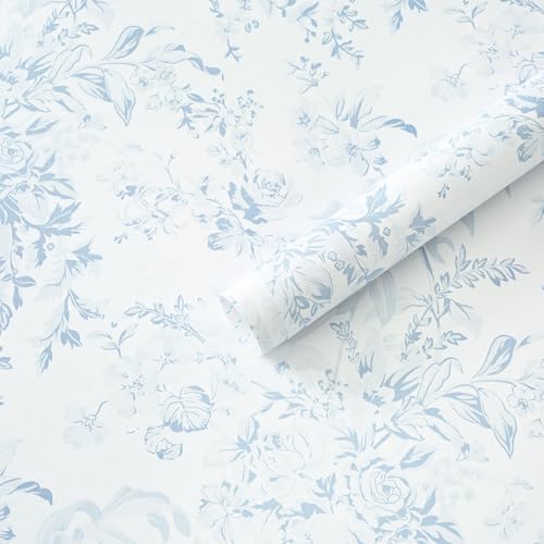 Heroad Blue Peel and Stick Wallpaper Vintage Floral Contact Paper Girly by HeroadBrand