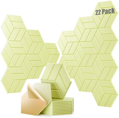22Pcs Acoustic Panels with Self-adhesive, Hexagonal Soundproof Wall Panels High by OTUOER
