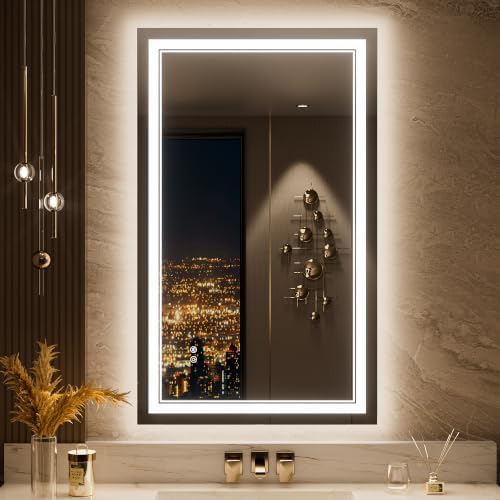 Keonjinn 24" x 40" LED Mirror for Bathroom, HD Tempered Glass, French Cleat by Keonjinn