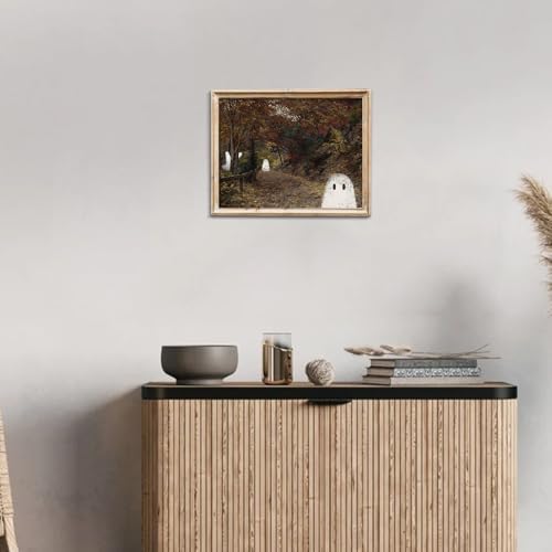 uniro Vintage Halloween Ghots Canvas Wall Art Cute Ghost in Field Pictures Wall - Image 5