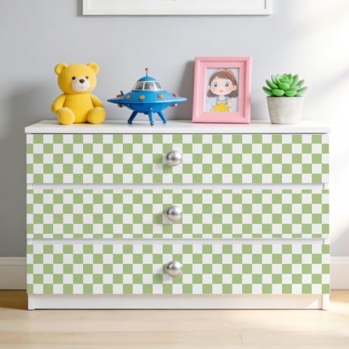 Green and White Contact Paper Mosaic Checkered Peel and Stick Wallpaper - Image 7