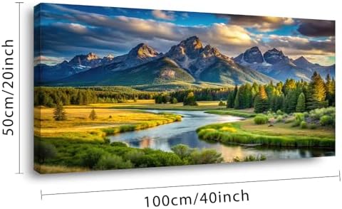 Lasdel Beautiful Mountain River Landscape Wall Art - Image 2