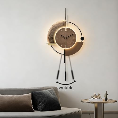 SIN&MI Wall Clock with Light, Decorative Wall Clocks with Pendulum, Silent - Image 6