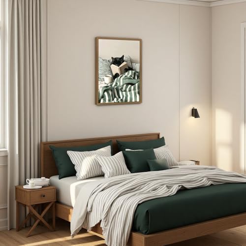 Cats Reading Books Wall Art Cute Animals Canvas Wall Decor Black Cat Pictures - Image 5