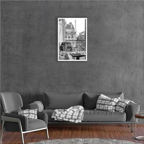 Vintage Girl Reading Newspaper Poster Eiffel Tower View Canvas Wall Art Retro - Image 6