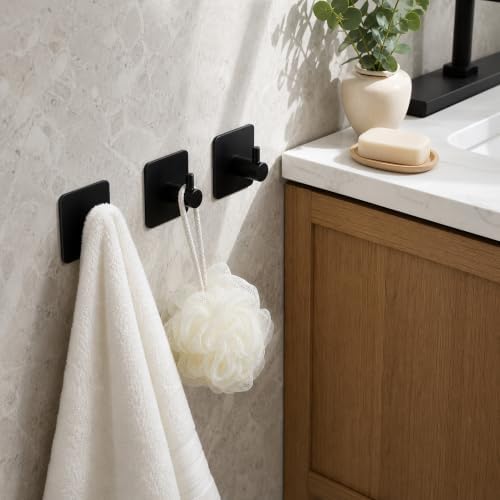 DELITON 4 Pack Adhesive Towel Hooks, Heavy Duty Stainless Steel No Drill - Image 3