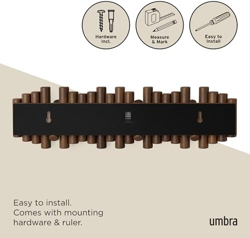 Umbra Picket Coat Rack, Wall Mount 8 Flip-Down Coat Hooks - Image 6