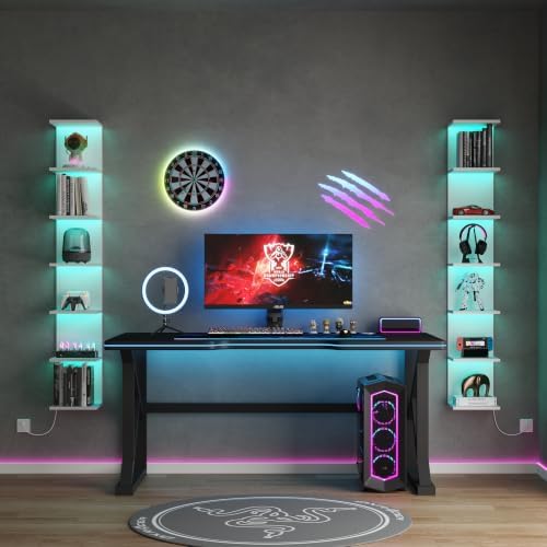 Qupui 7 Tier Wall Shelf with LED Light, 57 Inch Floating - Image 4