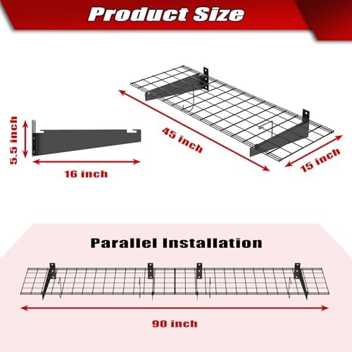 WALMANN 2-Pack Wall Mount Shelves, 45x15 in Wall Mounted Storage Shelves - Image 2