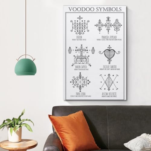 WBYMZWP Vintage Voodoo Symbols Poster Haitian Cultural Geometric Canvas Wall - Image 4