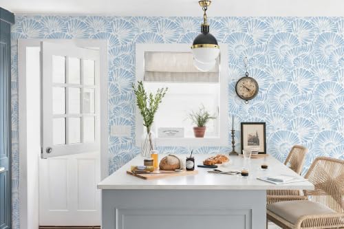 Ismoon Blue and White Wallpaper Peel and Stick Wallpaper Boho 17.3in x 16.4ft - Image 7