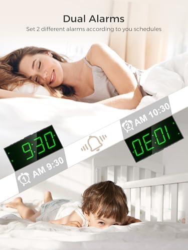 Digital Alarm Clock for Bedroom, Large Big Numbers Display Dual Alarms - Image 5