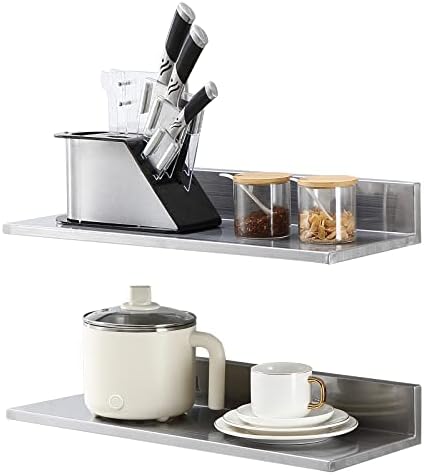 VEVOR 8.6" x 24" -2Pack Stainless Steel Shelf, Wall Mounted Floating Shelving by VEVOR