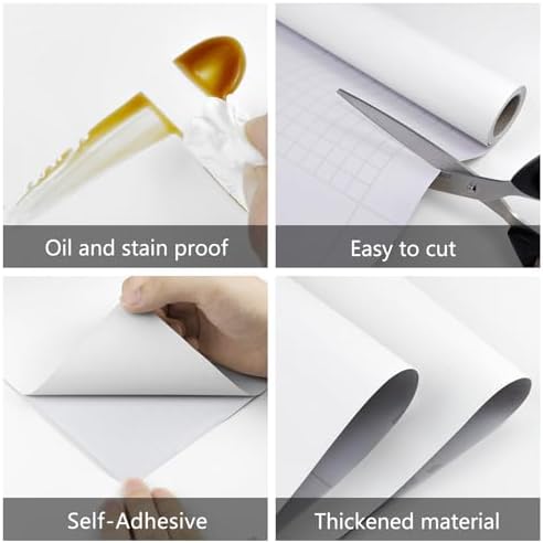 White Peel and Stick Wallpaper 15.7"x393" Solid Colour Contact Paper Modern - Image 2