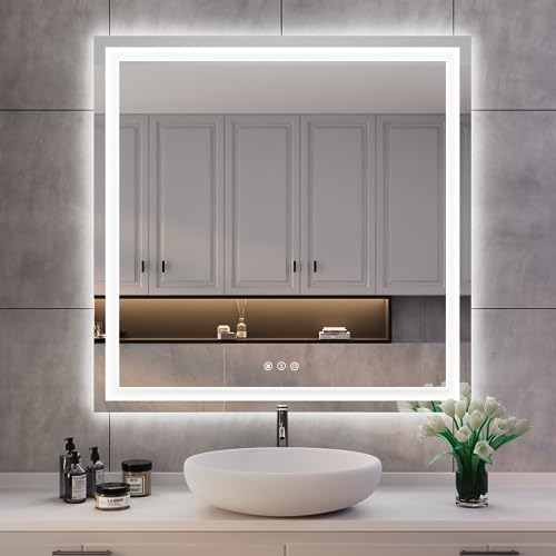 ISKM 38x38 LED Mirror for Bathroom, Front and Back Lit by ISKM-IStillKeepMovin