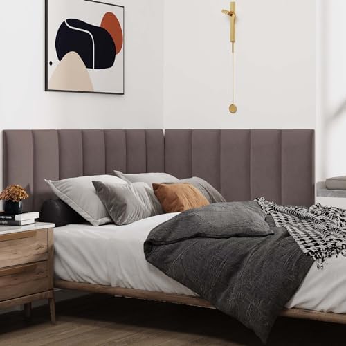 IFNOW Wall Mounted Headboard, Peel and Stick Panels, Dark Skin - Image 2