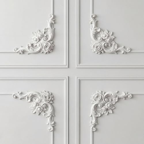 12pcs Corner Wall Molding, Wainscoting Floral Molding - Image 5