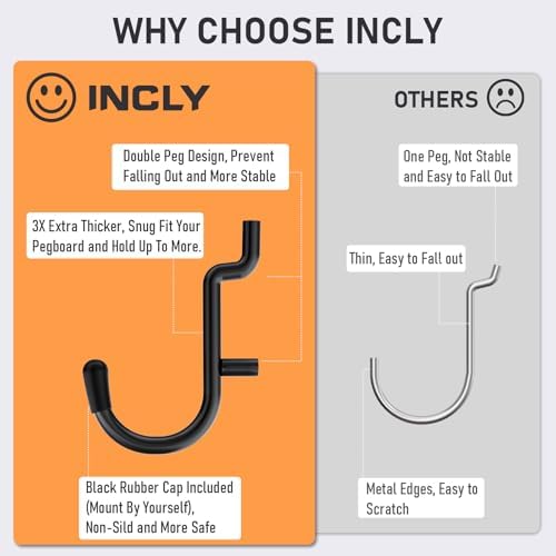 INCLY 176PCS Black Pegboard Hooks - Image 2