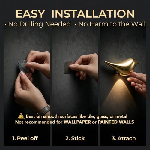 2-Pack Golden Plastic Bird Motion Sensor Wall Lights - Image 4