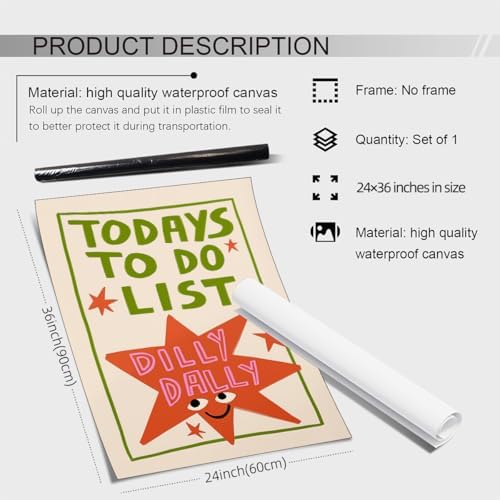 Colorful Cute Star Wall Art Fashion Fun Quote Canvas Posters Minimalist Today's - Image 2