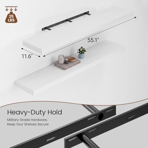 Heimlove 12 Inch Deep Floating Shelves, 55 x 12 inch Extra Long Floating Shelves - Image 3