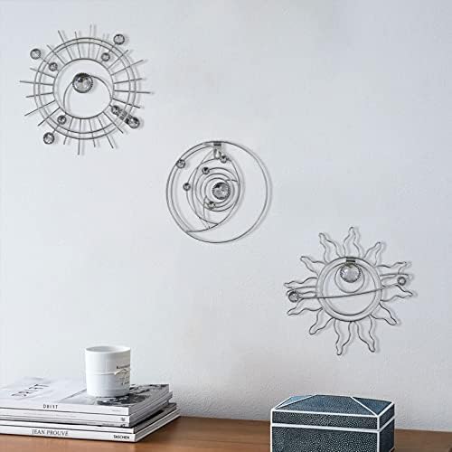 Silver Metal Wall Art, Abstract Sun Moon Star Decor, Handmade Wall Decor - Image 4