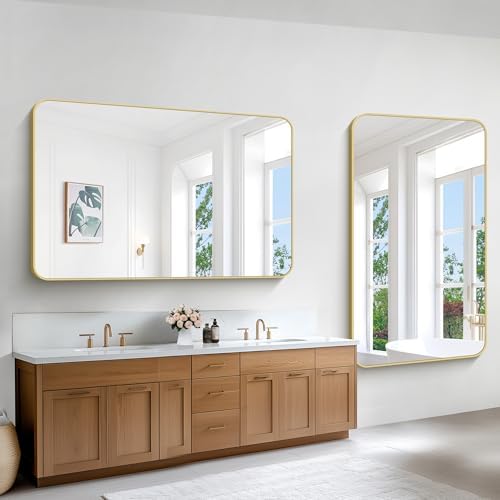 BONEWEI Gold Bathroom Mirror, 60x36 inch Wall Mirror - Image 4