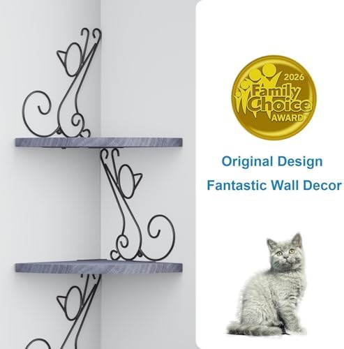 Alsonerbay 4-Tier Cat Shaped Corner Floating Shelf Wall Mount - Image 6