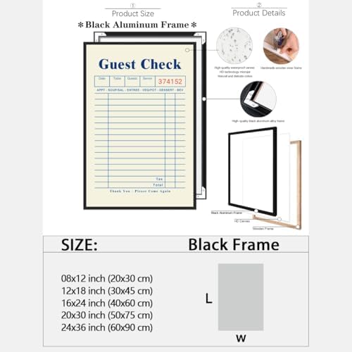 Blue Blank Guest Check Posters Trendy Retro Wall Art fun Diner Art Canvas Print - Image 2