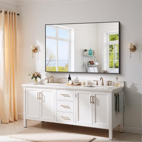 YIROMAN Bathroom Mirror 55"x36", Large Matte Black Bathroom Mirror - Image 2
