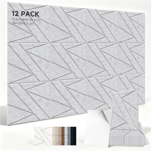 TO-TH Acoustic Wall Panels Self-Adhesive Sound Panel 12 Pack by TO-TH