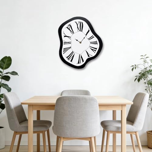 Retro Melting Wall Clock, Creative Irregular Roman Numeral Clock, Silent - Image 3