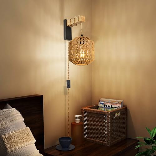 Boho Plug-in Wall Sconces Set of Two, 15 RGB Dimmable Light - Image 6