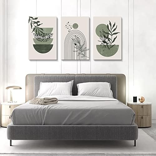 Sage Green Wall Posters & Prints, Minimalist Framed Wall Art Geometric Line - Image 2