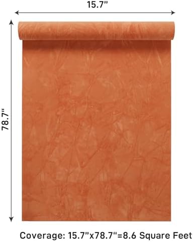 VaryPaper 15.7"x78.7" Orange Crushed Velvet Fabric Self Adhesive Flocking - Image 6