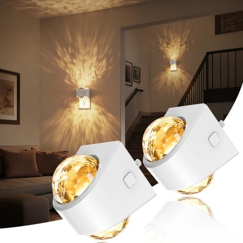 JandCase Night Lights Plug into Wall 2 Pack 3000K Soft White Star Projector by JandCase