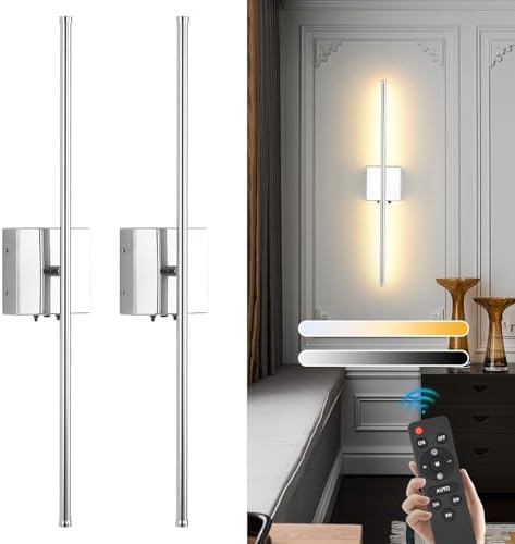 Chrome Wireless LED Battery Operated Wall Sconces, 11000mAh Rechargeable Wall by KELUOLY