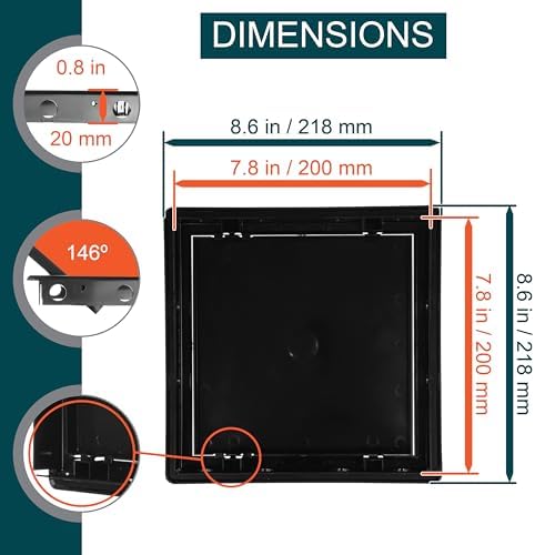 8" x 8" Black ABS Plastic Plumbing Access Panel - Image 2