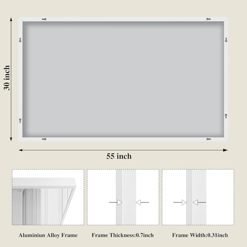 Koonmi White Rectangle Wall Mirror, 30x55 Inch Bathroom Mirror, Aluminum Frame - Image 2