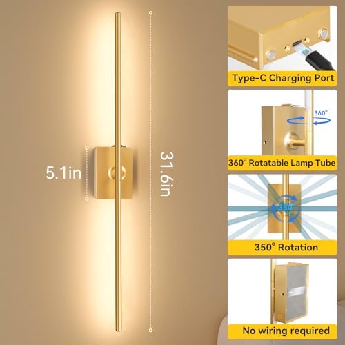 Battery Operated Wall Sconces Set of 2, Remote Control - Image 5