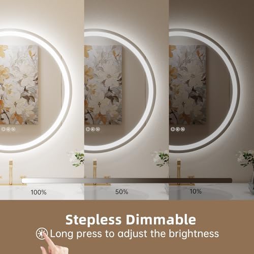 32" Round LED Mirror for Bathroom, Circle Bathroom Mirror - Image 3